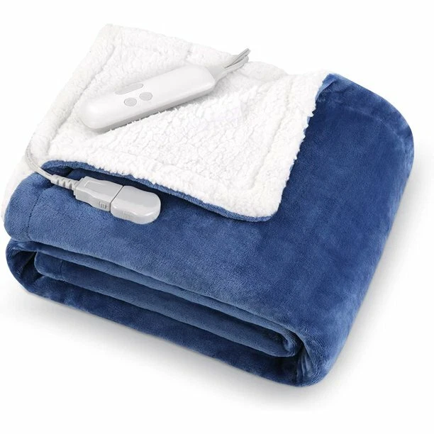 MaxKare MKGL-TR01 Blue Electric Blanket Heated Throw Flannel u0026amp;  Velveteen | eBay