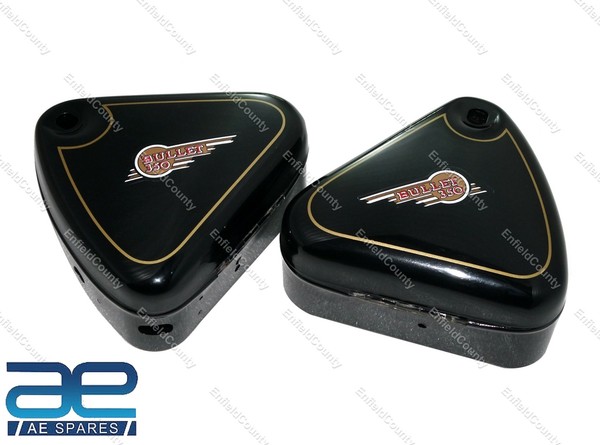Passend FüR Royal Enfield Kugel 350 Schwarz Bemalt Gebogen Deckel Werkzeug Boxen-image