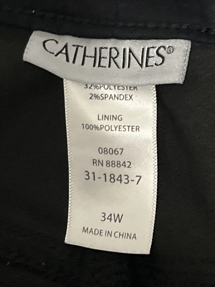 Pantalón Catherines Suprema para mujer talla grande 34W negro pierna recta elástico Foto 4 de 4