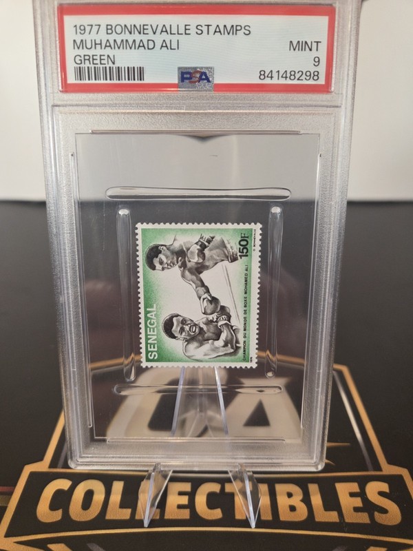 1977 Bonnevalle Muhammad Ali Green Senegal Stamp PSA Graded 9 Mint Boxing Legend