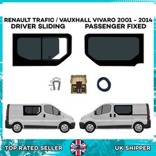 Vauxhall Vivaro 01-14 Driver SLIDING Passenger Fixed Windows + Fit Kit & U-Trim