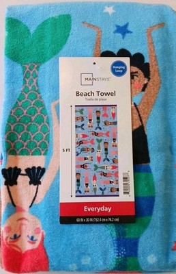 Mainstays Mermaid Beach Towel Cotton Polyester 60x30 IN New NWT 