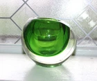 Mid Centur Flavio Poli Murano Green Glass Faceted Vase or Votive Sommerso 1960s