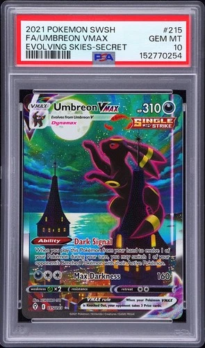 2021 POKEMON SWORD & SHIELD EVOLVING SKIES SECRET FULL ART/UMBREON VMAX PSA 10