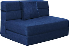 Convertible Twin Size Memory Foam Sofa Bed with Washable Cover - Dark Blue