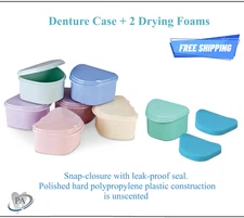 Dental Denture Box Case Carrier with 2 Insert Foams, Drying Foam, Retainer Ortho