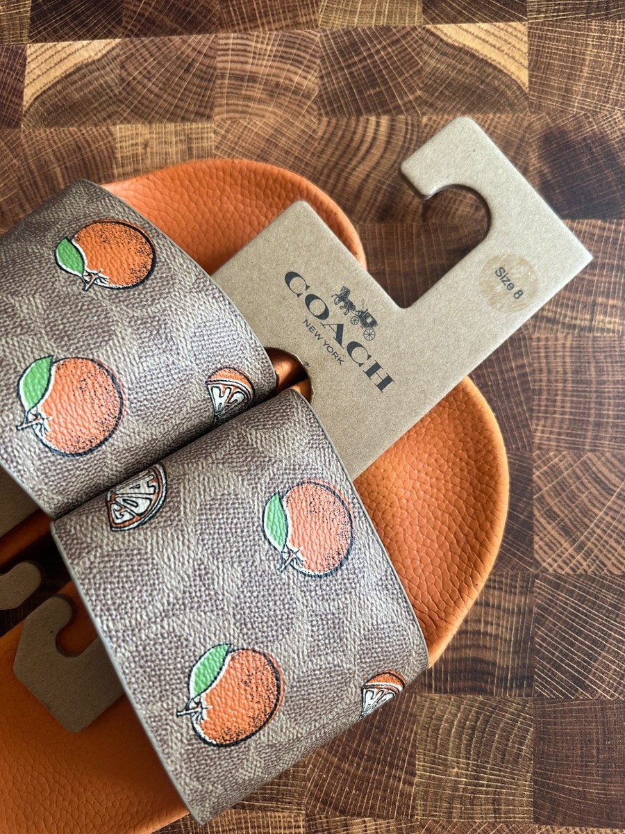 BN Coach Women Udele Sport Slide In Signature Canvas With Fruit