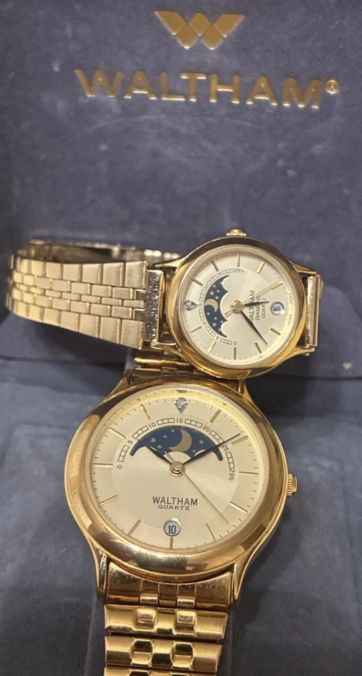 Relojes Waltham Diamond Clásicos Vintage Fase Lunar* Para él y para ella*¡Caja Original! Foto 2 de 4