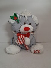 Fisher Price Puffalump Christmas Mouse Candy Cane Gray 8016 11 Inch Vintage 1987