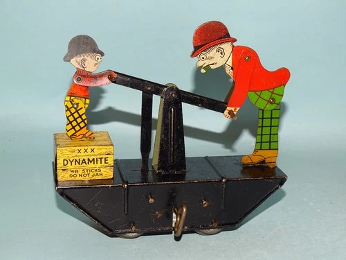 MOON MULLINS & KAYO HANDCAR TIN WINDUP TOY MARX