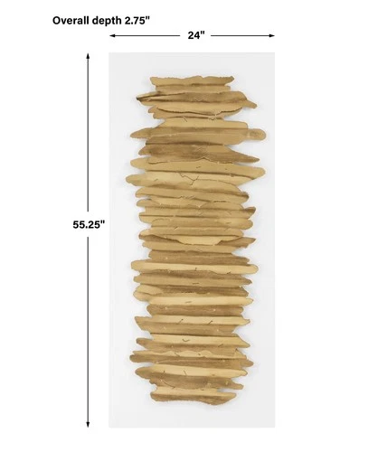 UTTERMOST 4320 LEV ANTIQUE GOLD LEAF METAL STRIPS MATTE WHITE BACKING WALL DECOR - Picture 6 of 6