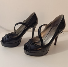 GUESS scarpe donna nere tacco alto plateau originali eleganti dècolletè usate