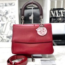Dior Be Dior 2-Way Handbag Shoulder Bag Red Leather w/Shoulder Strap