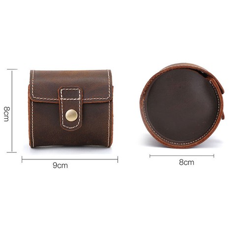 Genuine Leather Watch Roll Travel Case Single Wrist Watch Display Storage Pouch - Foto 4 di 9