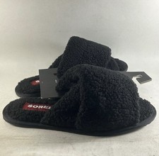 Sorel Go Mail Run Womens Faux Fur Slippers Black Size 10