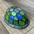 Vintage Stained Glass Turtle Lamp Shade Mosaic Dome Green Blue Tiffany Style