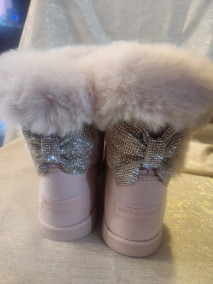 Botines Juicy Couture Rosa Krazey Kute Brillo Lazo Imitación Piel Forrados Talla 10 Foto 4 de 4