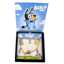 Bluey Charm Bracelet Kids Gold Flash Plated Bluey Bingo Charms NWT Gift Box
