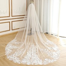 Ivory Lace Color Wedding Veil Long Bridal Wedding Veil