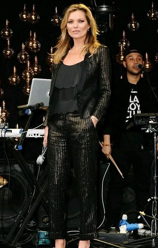 PANTALÓN CIGARRILLO NUEVO SIN ETIQUETAS KATE MOSS TOPSHOP DORADO BRONCE NEGRO RAYAS METÁLICAS TALLA 6 Foto 2 de 4