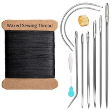 KAQRHFT Repair Sewing Kit, Upholstery Needle with 32 Yard Waxed Thread Black