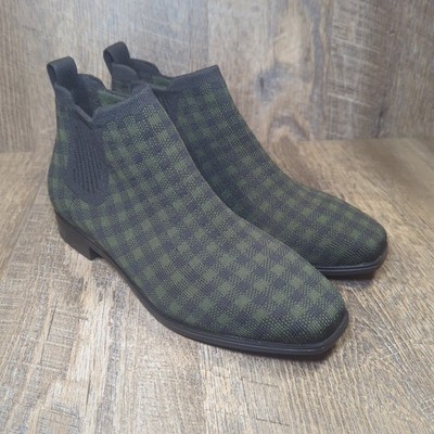 VIVAIA Square-Toe Water-Repellent Ankle Boots Ryan Pro Olive Plaid Women's 8.5