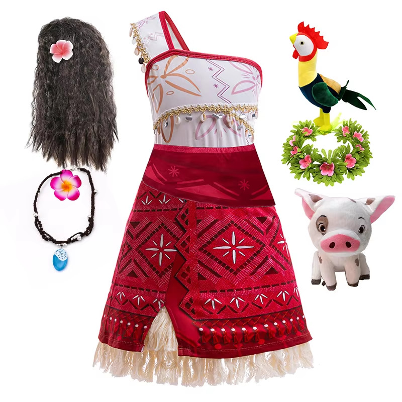 Niñas Nueva Película Moana 2 Vestido Halloween Fiesta Aventura Disfraz Niña Princesa Fa