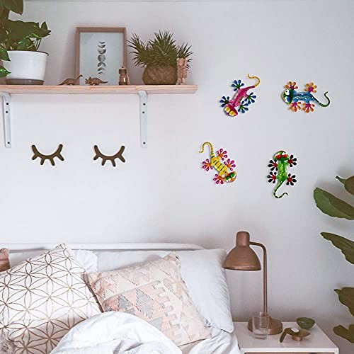 Metal Gecko Outdoor Wall Decor, 4 Pack Lizard Art Garden Sculptures & Statues - Picture 7 of 8
