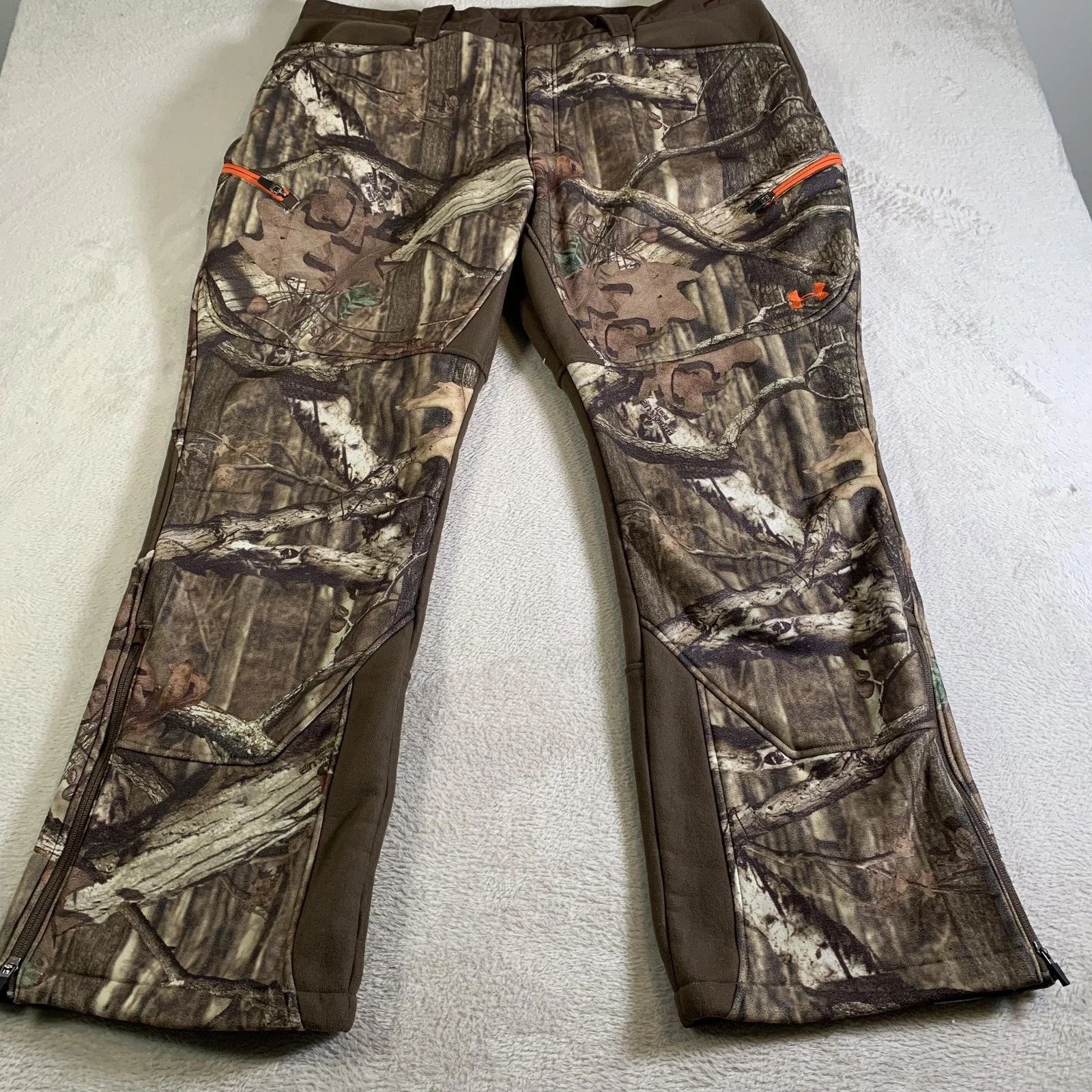 Under Armour Snow Pants Mens 44 Brown Camo Storm Fleece Lined Insulated Hunting