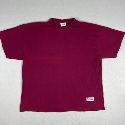 VTG Discus Athletic Blank T Shirt Fits 3XL Short Sleeve Burgundy 1990s Classic