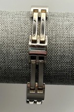 VTG Signed Sterling Silver 925 Untested Geometric Mens Bracelet Designer 7.5"