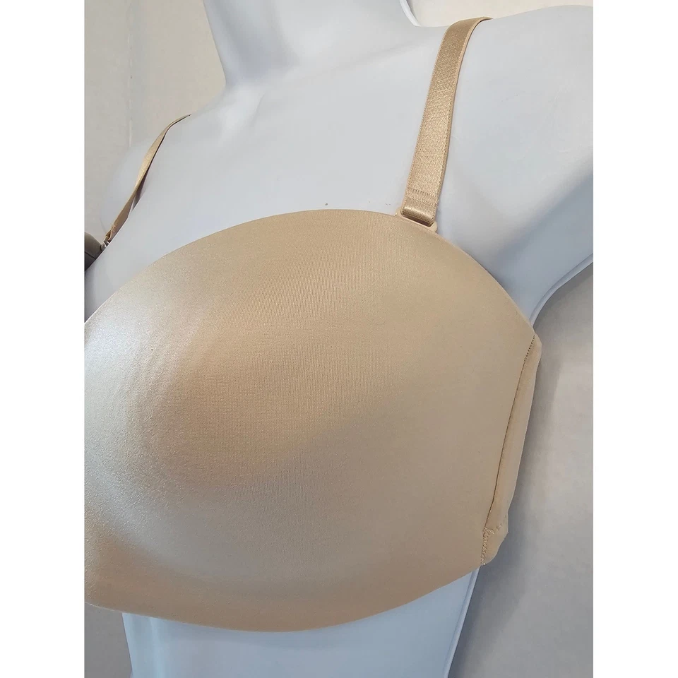 Sutiã Wacoal Staying Power 34DD sem alças bege conversível acolchoado sem fio - Imagem 2 de 4