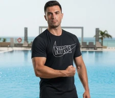 Nike Size XL Dri-Fit Swim Hydroguard Black Shirt Rash Guard UPF 40+  EUC