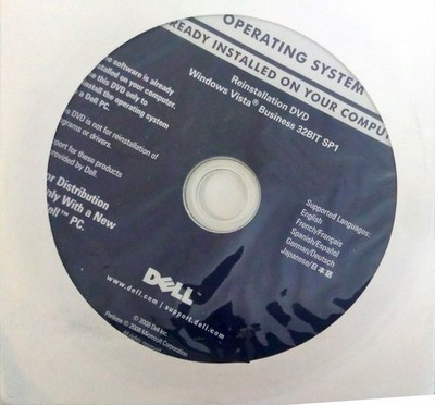Dell Reinstallation DVD Microsoft Windows Vista Business 32BIT SP1 Software NEW
