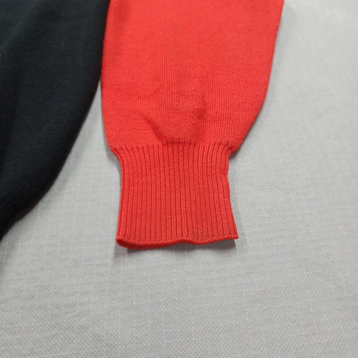 MEISTER Sweater Mens Large Black Red Gray Wool Blend 1/4 Zip
