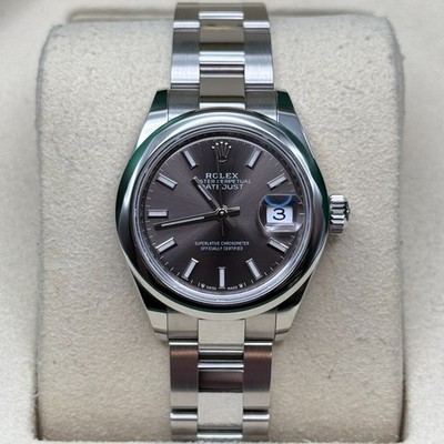 Rolex Lady-Datejust NEW 2025 Dark Grey Index Smooth Bezel Stainless Steel Oyster