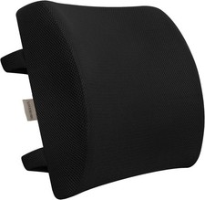 Lumbar Pillow for Chair and Car, Back Support for Office, Memory Foam Cushion wi