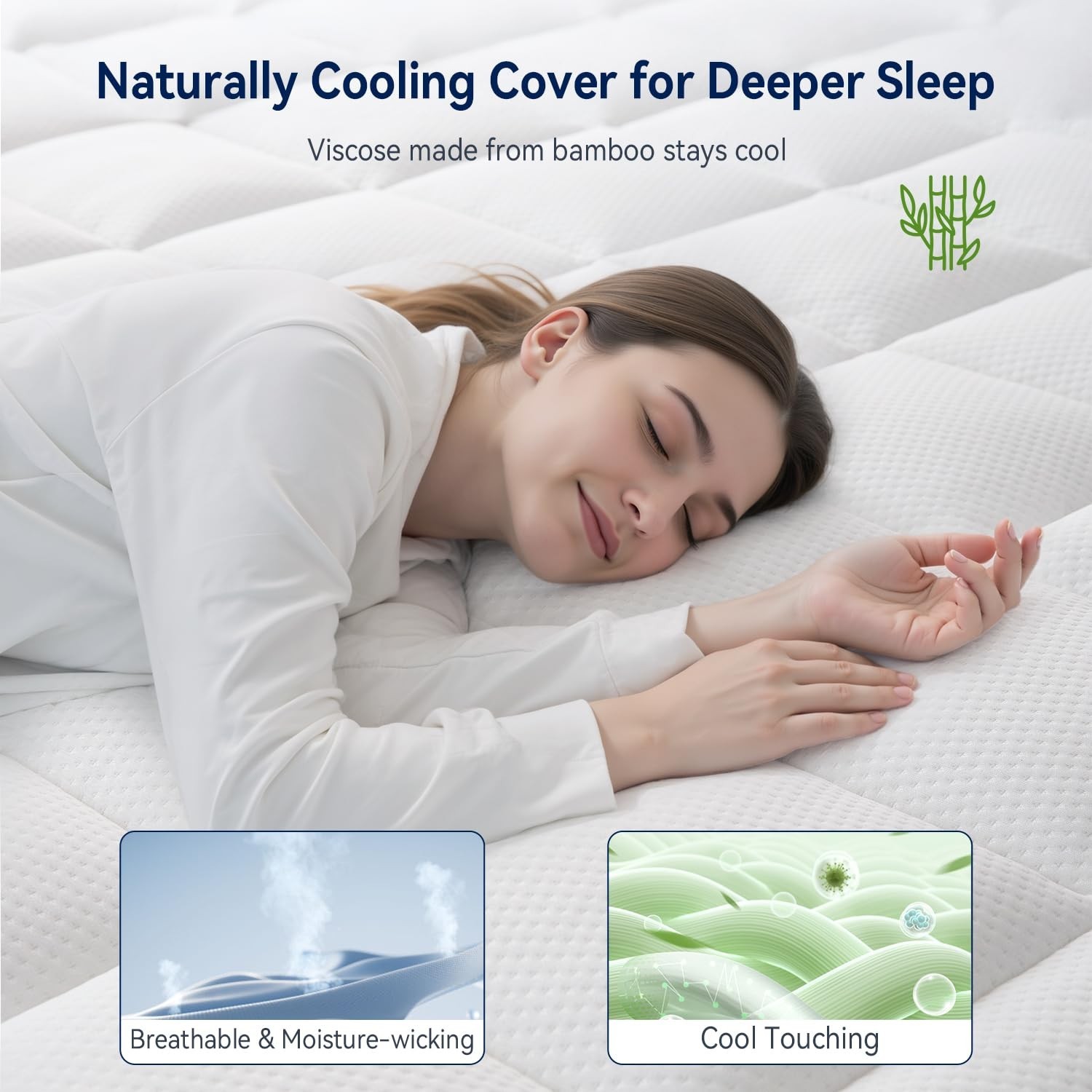 ELEMUSE 3 Inch Cooling Memory Foam Mattress Topper King, 2 Inch Pressure-Reli...