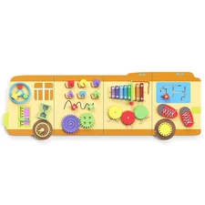 School Bus Wall Busy Board Panels, Toddler Learning Activity Center, Montesso...