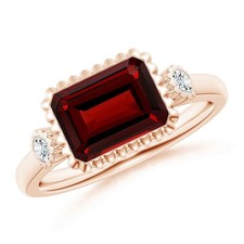 925 Silver Garnet Gemstone Sister Three-stone Bezel January Engagement Ring