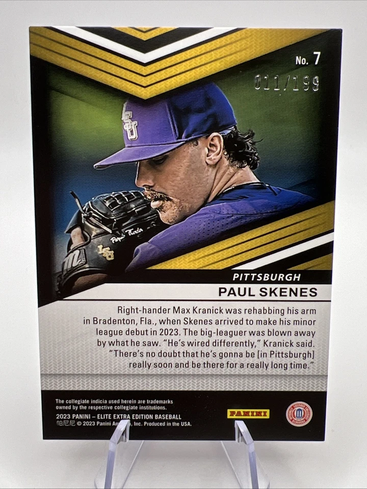 2023 Panini Elite Extra Edition - Red Status #7 Paul Skenes /199 (RC) - Image 2 of 3