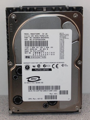 Disco duro Fujitsu MAN3735MC Enterprise HDD 3,5" SCSI 73,5 GB no se puede probar - Imagen 1 de 3
