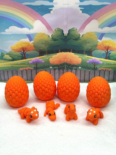 4pcs 3D Printed Mini Dinosaurs with Egg, Articulated Mini Dinosaurs Fidget Toys - Picture 1 of 3