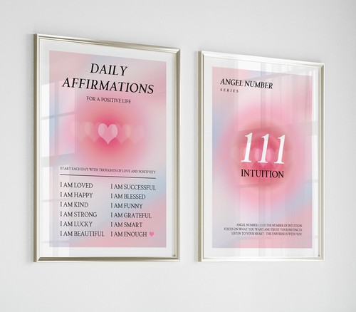 Aura Posters Angel Number Positive Affirmations Bedroom Wall Art Prints Pictures - Picture 2 of 6