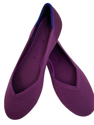 Rothys Sz 6 New Round Toe Knit Ballet Flats Violet Comfort 8179 Purple Slip On