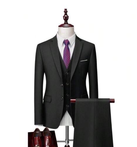 Men Slim Business Casual Suits Dress Three-Piece Set Jacket Pants Vest
