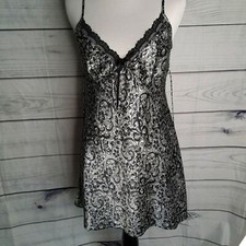 Silk-like polyester chemise slip patterned dress nightie nightgown