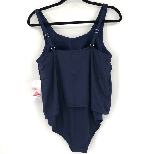 Land's End Fauxkini Einteiler Badeanzug Damen 16 Neu mit Etikett Schwimmen Schlankmacher Overlay Tank - Bild 6 von 11