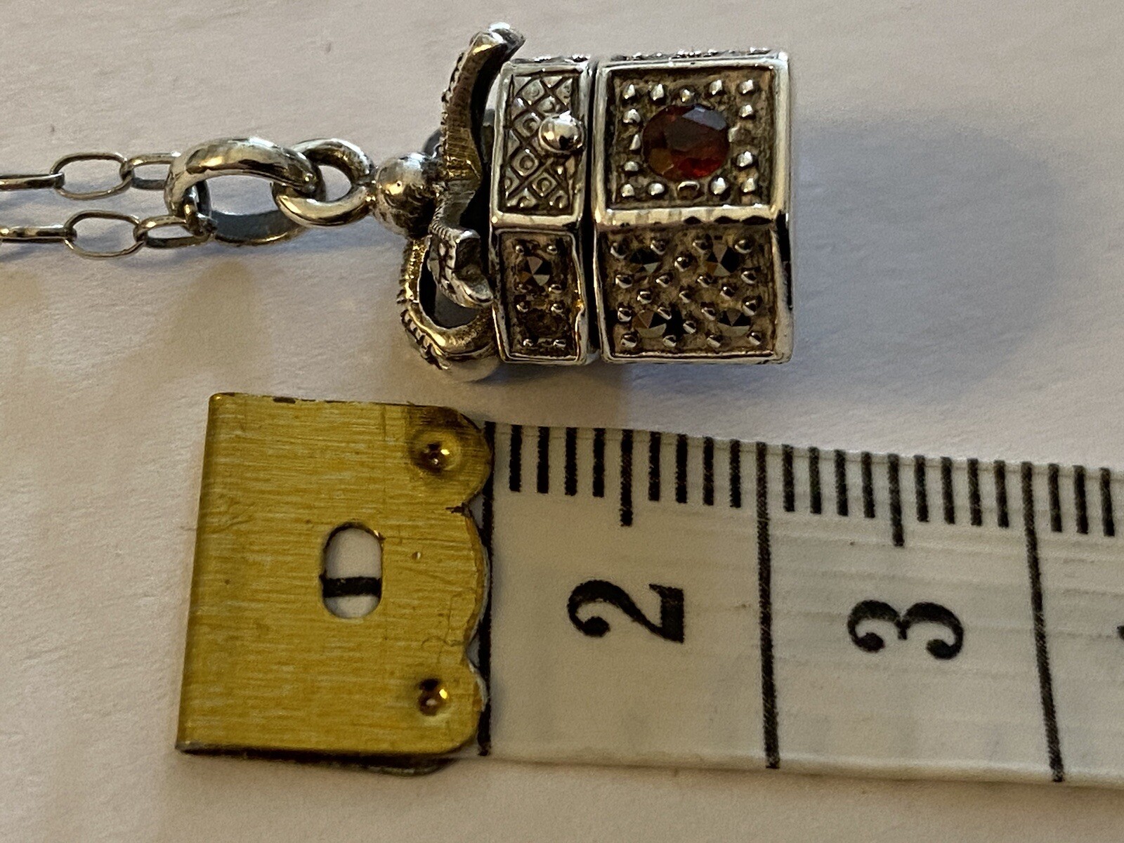 Antique Sterling Silver Hexagonal Ruby & Marquis … - image 10