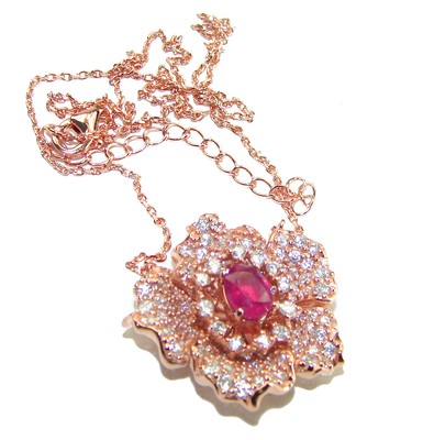 Pigeon blood-red authentic 2.2 carat Ruby White Sapphire 18K Gold over .925 Ster